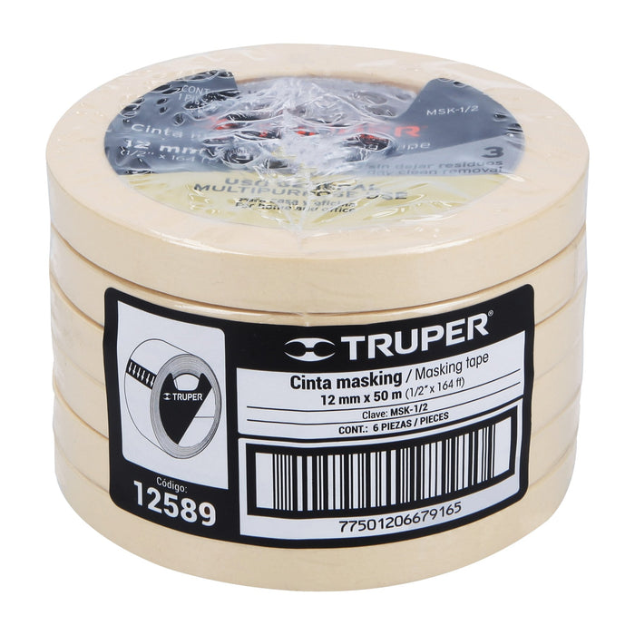 Cinta masking tape de 1' x 50 m, Truper 12591 MSK-1