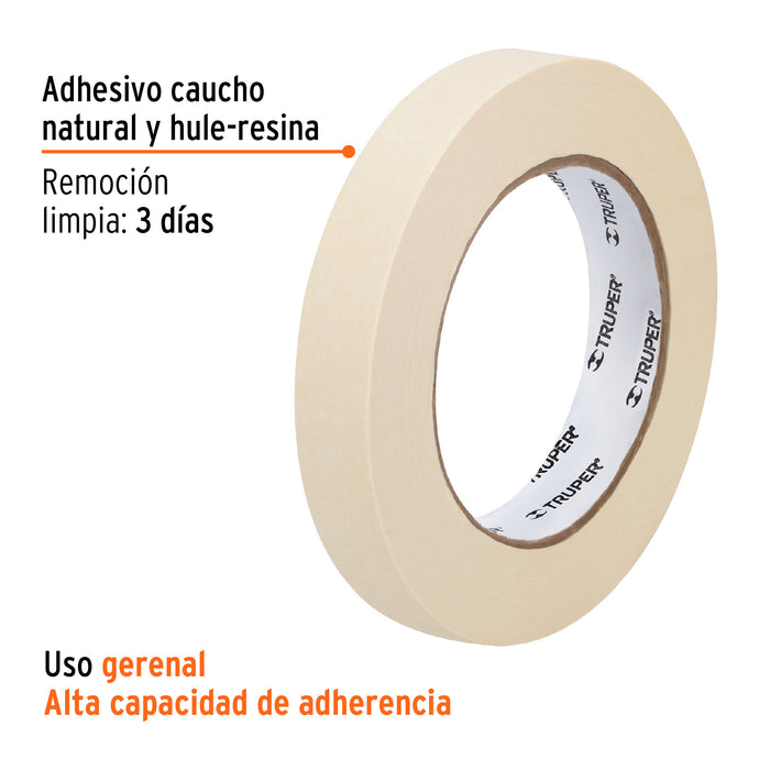 Cinta masking tape de 1' x 50 m, Truper 12591 MSK-1