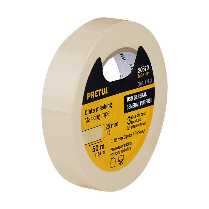 Cinta masking tape de 1' x 50 m, Pretul 20670 MSK-1P