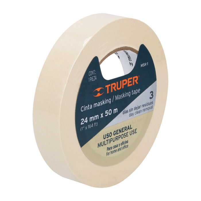 Cinta masking tape de 1' x 50 m, Truper 12591 MSK-1