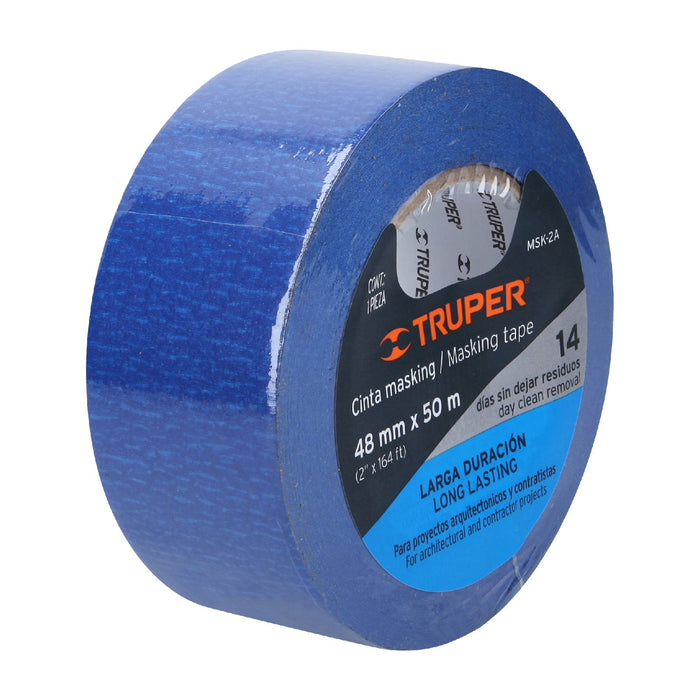 Cinta masking tape azul de 2' x 50 m para pintor, Truper 12624 MSK-2A