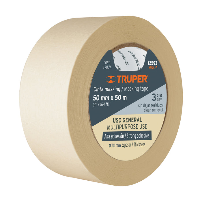 Cinta masking tape de 2' x 50 m, Truper 12593 MSK-2