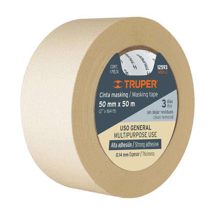 Cinta masking tape de 2' x 50 m, Truper 12593 MSK-2