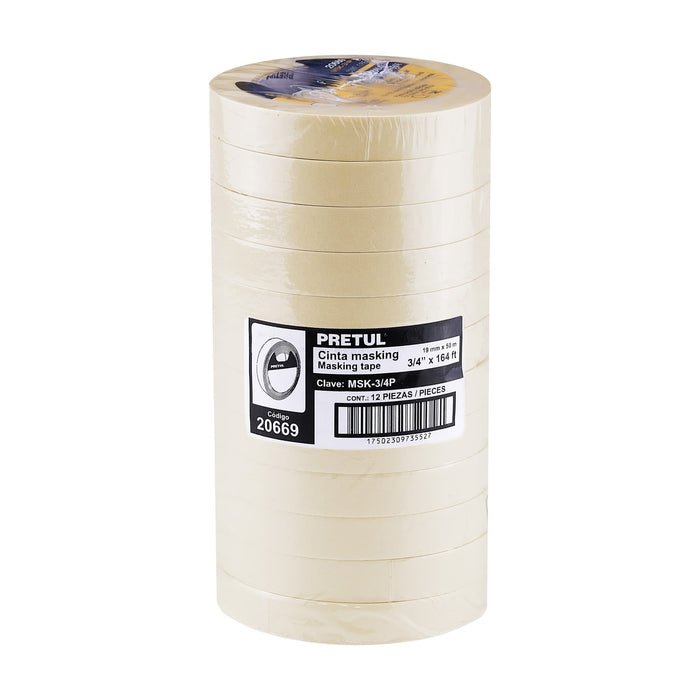 Cinta masking tape de 3/4' x 50 m, Pretul 20669