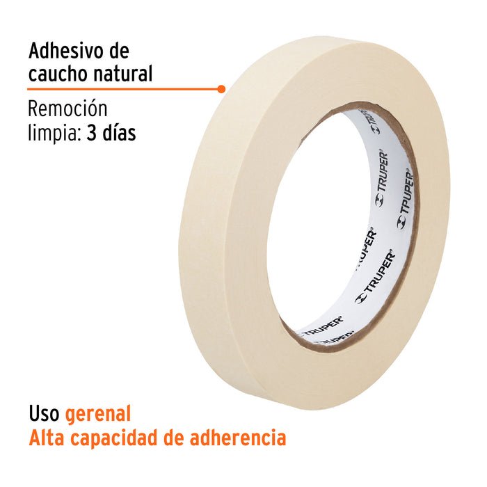 Cinta masking tape de 3/4' x 50 m, Truper Código: 12590