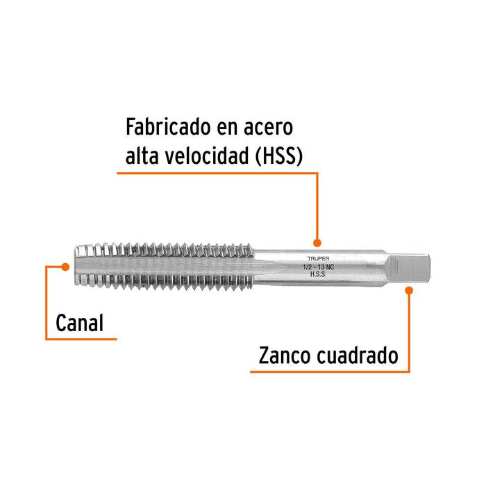 Machuelo semicónico 1/2' x 13 cuerda gruesa, Truper Código: 11413
