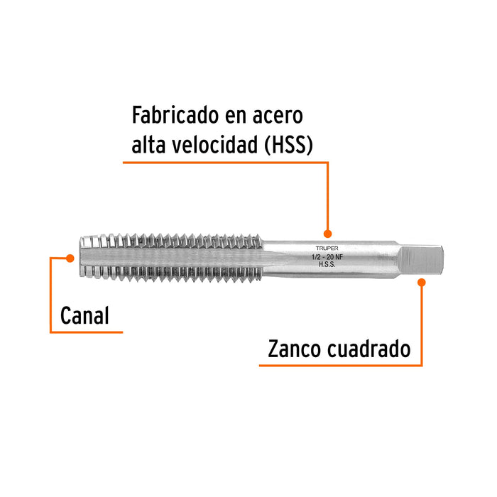 Machuelo semicónico 1/2' x 20 cuerda fina, Truper Código: 11414