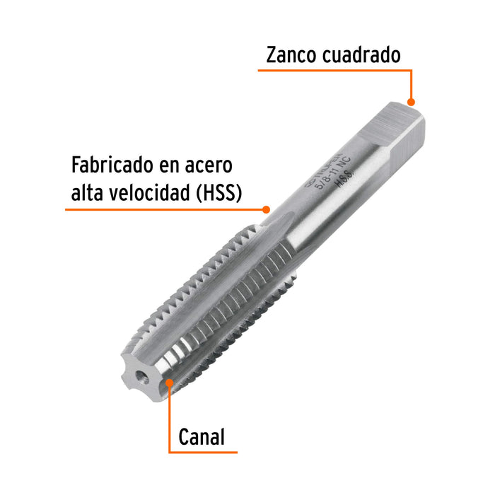 Machuelo semicónico 5/8'x11 UNC, estuche individual, Truper Código: 11423