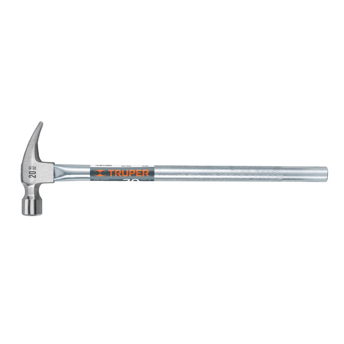 Martillo tubular pulido 20oz cara fresada, uña recta, Truper 16704 MTR-20F