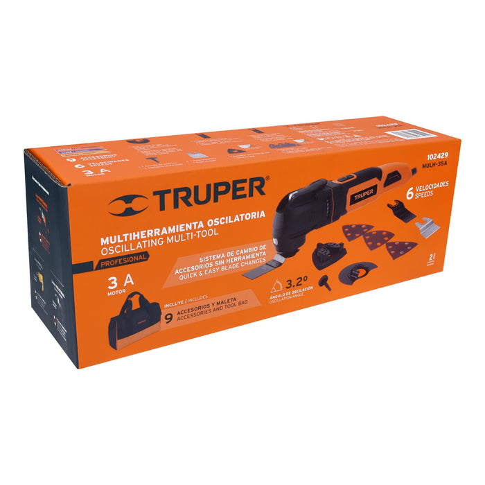 Multiherramienta profesional 350 W con 9 accesorios, Truper 102429 MULH-35A