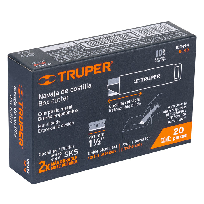 Navaja de costilla con cuerpo metálico, Truper 102494 NC-10