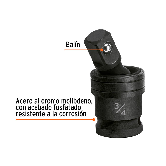 Nudo universal para dados de impacto cuadro 3/4', Truper 103197 NI-5670
