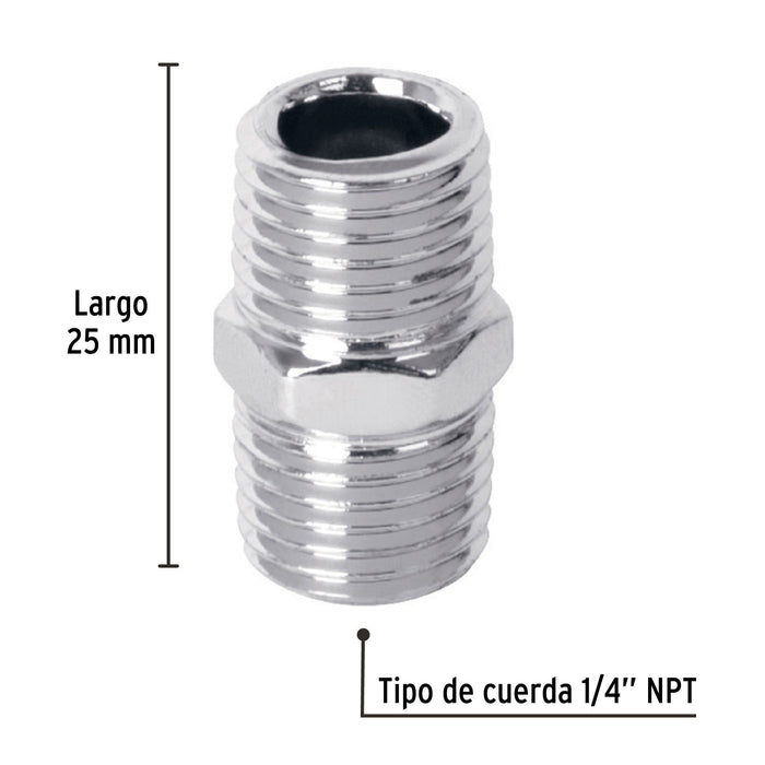 Niple acero, cuerda 1/4 NPT, Pretul 27025 NIPLE-P