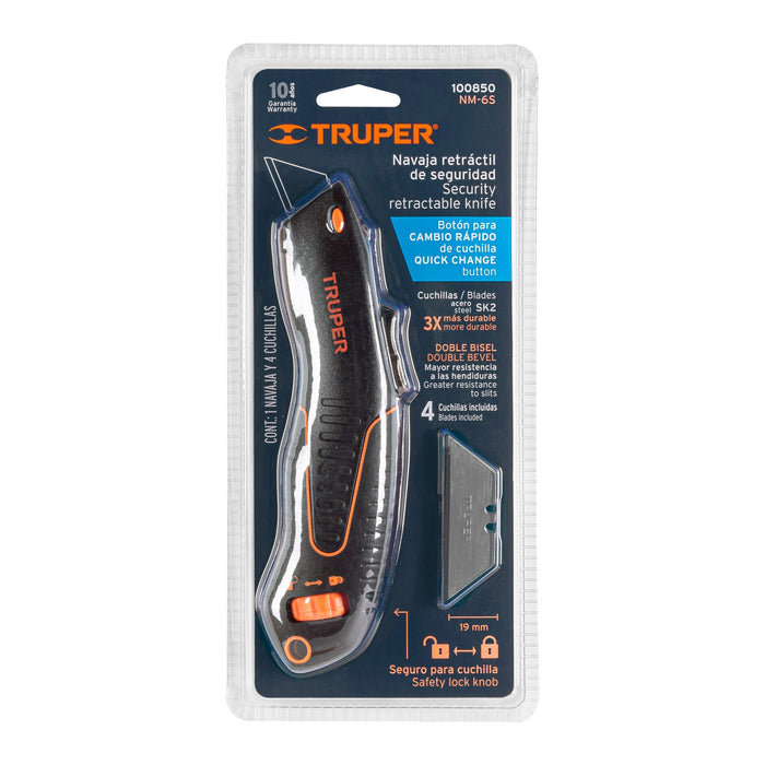 Navaja auto-retráctil de seguridad 7', Truper Código: 100850