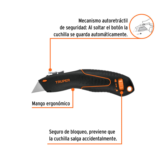 Navaja auto-retráctil de seguridad 7', Truper Código: 100850