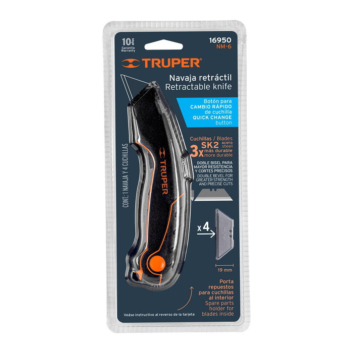 Navaja retráctil 7' cuerpo de aluminio, Truper 16950 NM-6