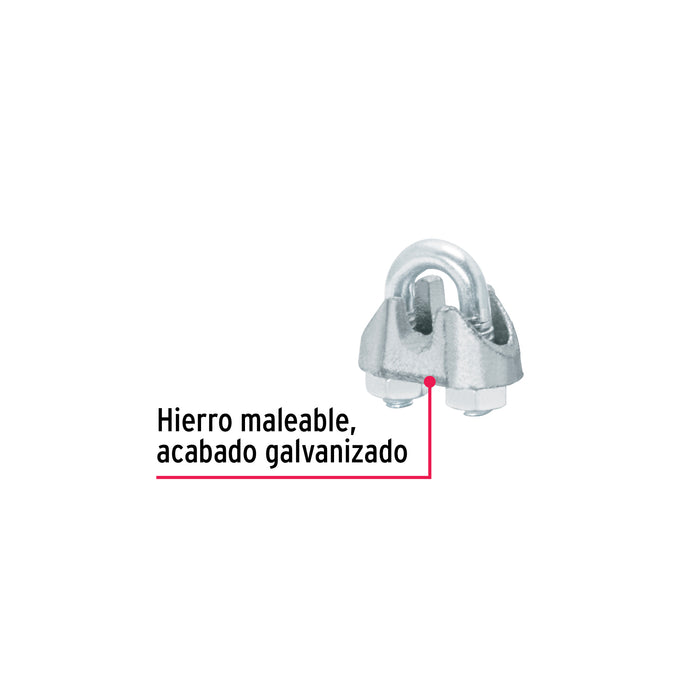 Bolsa c/100 nudos (perros) de hierro p/cable de 1/8', Fiero Código: 40704