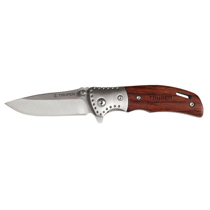 Navaja abatible 3-1/2' mango de madera, Truper 13889 NV-3
