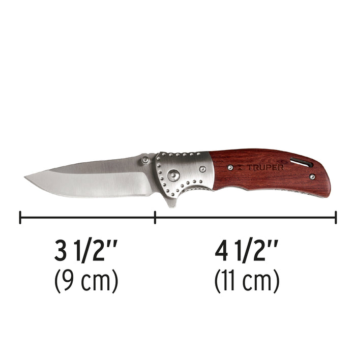 Navaja abatible 4-1/2' mango de madera, Truper 16981 NV-4