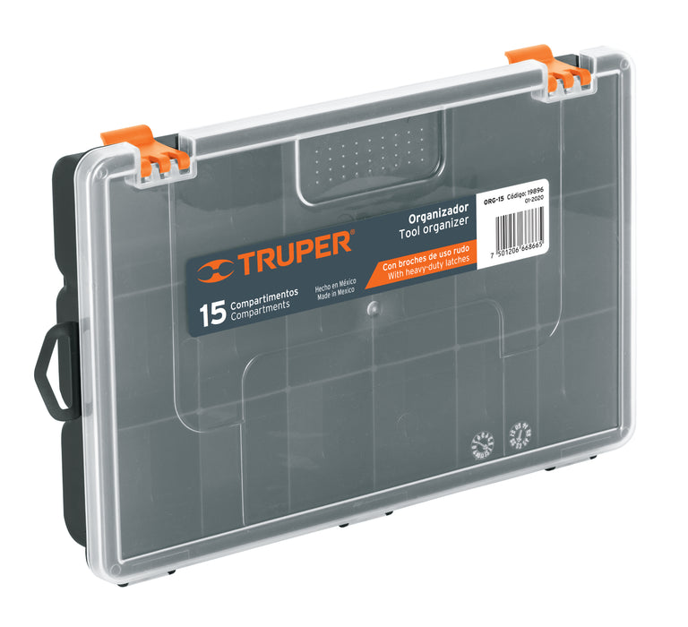 Organizador 11' con 15 compartimentos, Truper 19896 ORG-15