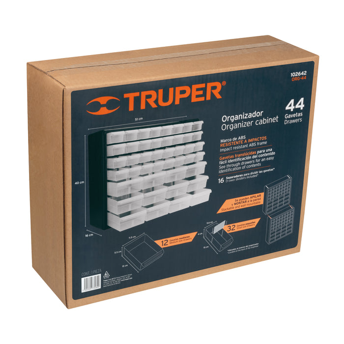 Organizador con 44 gavetas, Truper 102642 ORG-44