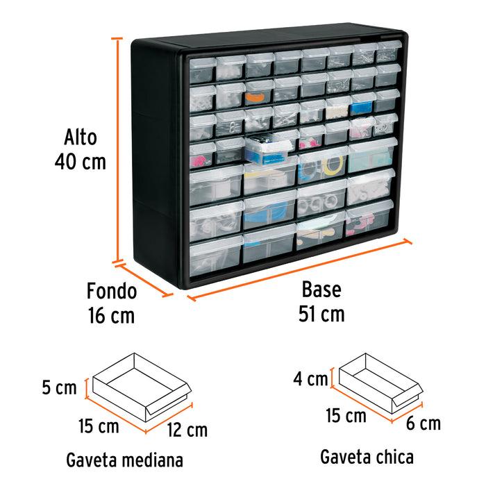 Organizador con 44 gavetas, Truper 102642 ORG-44