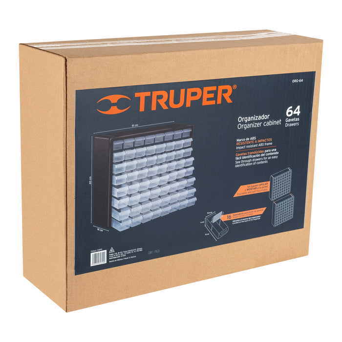 Organizador con 64 gavetas, Truper 10895 ORG-64