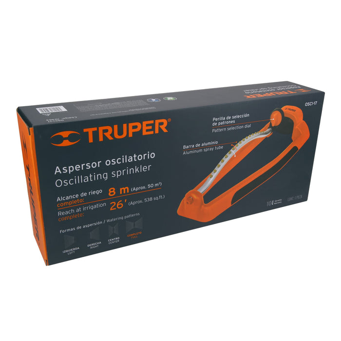 Aspersor oscilatorio, metal-plástico, Truper 10363 OSCI-17