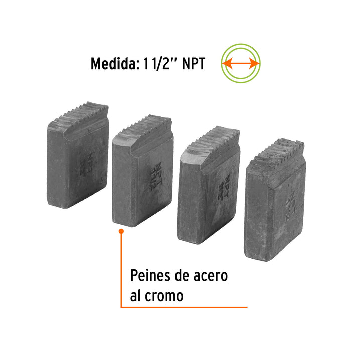 Juego de 4 peines 1-1/2' para tarrajas TA-850 y TA-851 Código: 13083