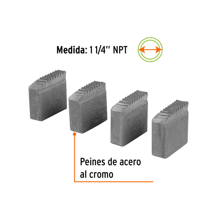 Juego de 4 peines 1-1/4' para tarrajas TA-850 y TA-851 Código: 13081