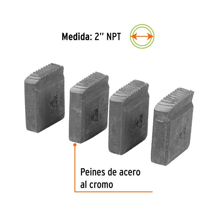 Juego de 4 peines 2' para tarrajas TA-850 y TA-851, Truper 13085 P-850-2
