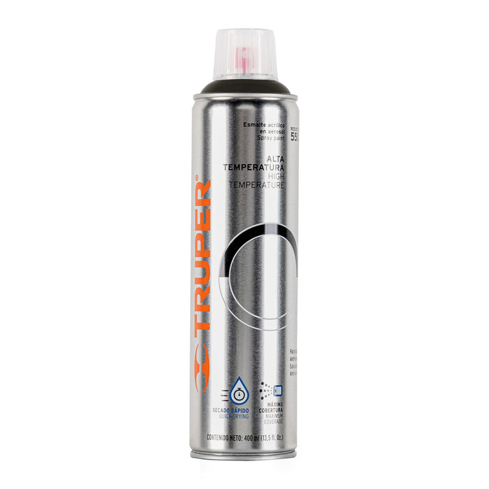 Pintura en aerosol alta temp. bote esbelto, negro, 400 ml 18070 PA-ALTE-N