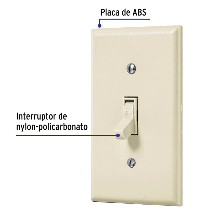 Placa armada interruptor sencillo, línea Standard, marfil 48491