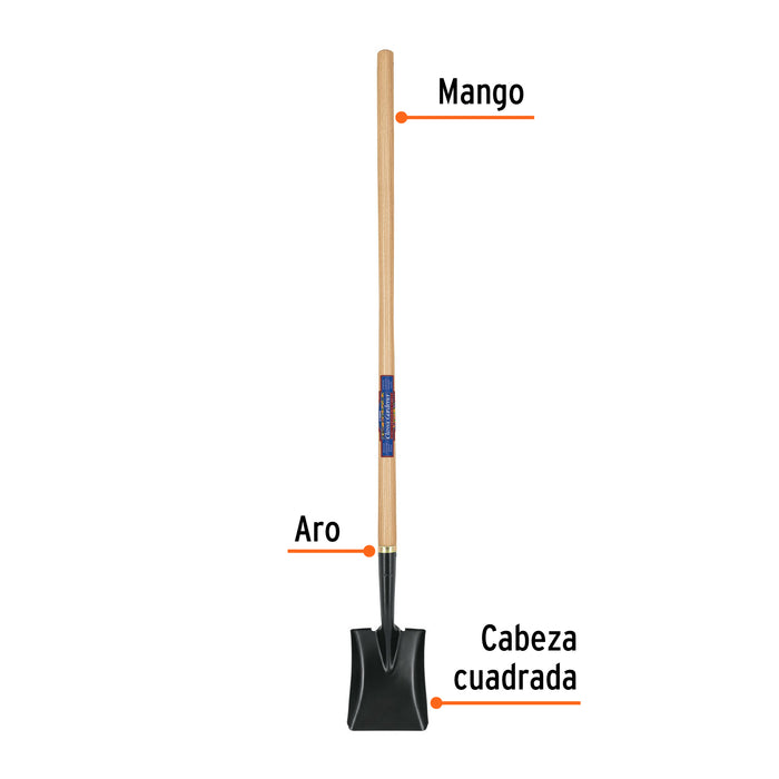 Pala cuadrada Classic Gardener, mango 45', Truper 17205 PCL-CG