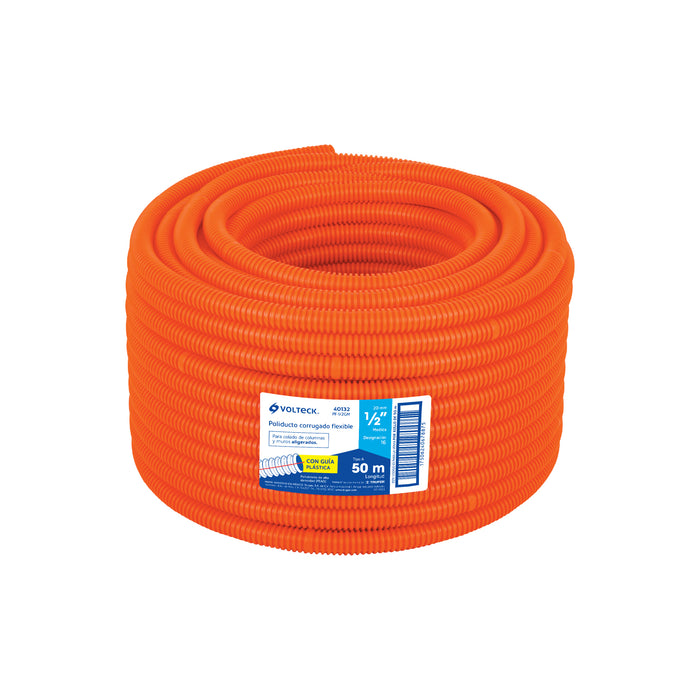 Metro de poliducto 1/2' corrugado flex. c/guía, rollo 50 m 40132