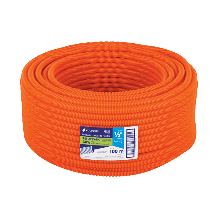 Metro de poliducto 1/2' corrugado flex. reforz. s/guía, 100m 40738