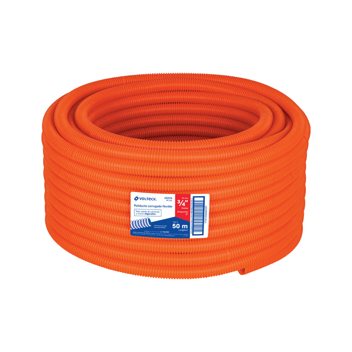 Metro de poliducto 3/4' corrugado flex. s/guía, rollo 50 m 45019