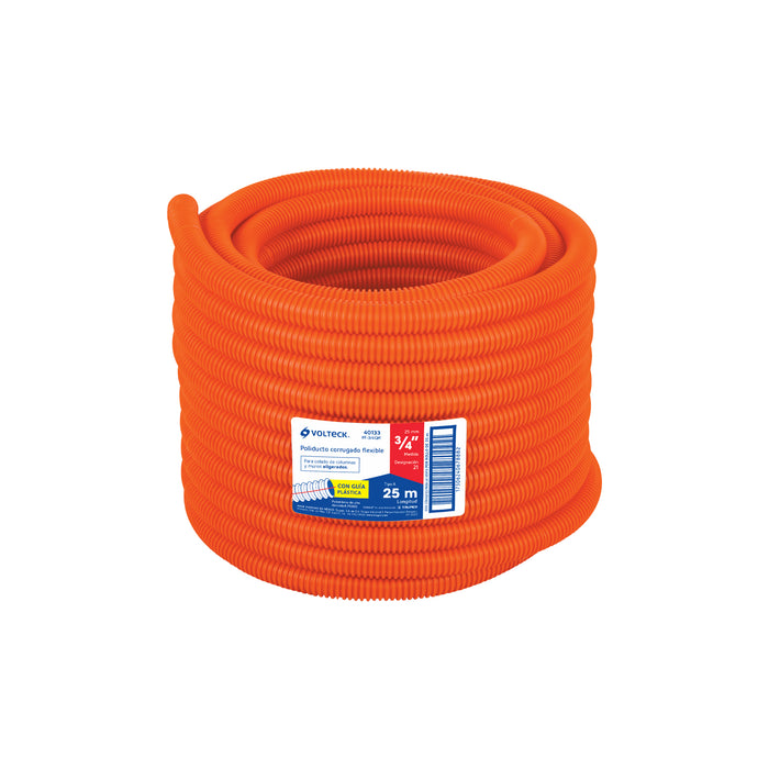 Metro de poliducto 3/4' corrugado flex. c/guía, rollo 25 m 40133