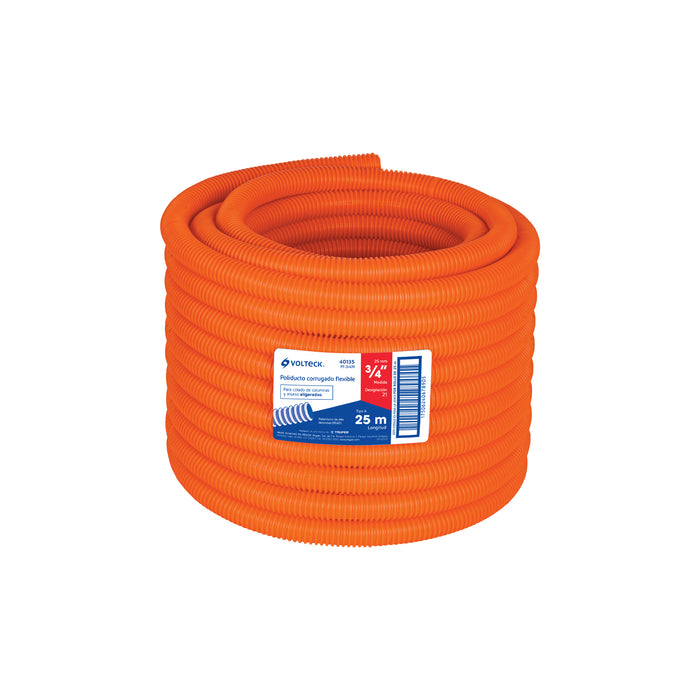 Metro de poliducto 3/4' corrugado flex. s/guía, rollo 25 m 40135