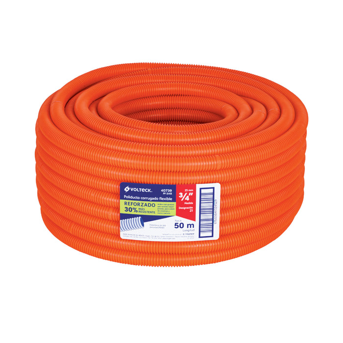 Metro de poliducto 3/4' corrugado flex. reforz. s/guía, 50m 40739