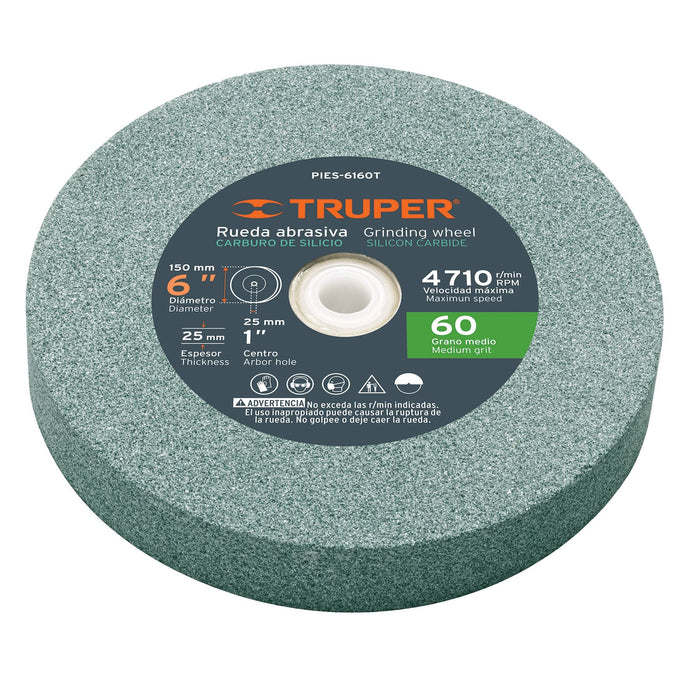 Rueda abrasiva p/esmeril 6 X 1', óxido de aluminio, grano 60 16382 PIES-6160