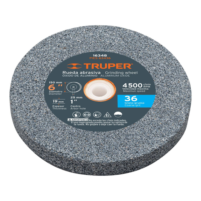 Rueda abrasiva p/esmeril 6X3/4', óxido de aluminio, grano 36 16348 PIES-63436