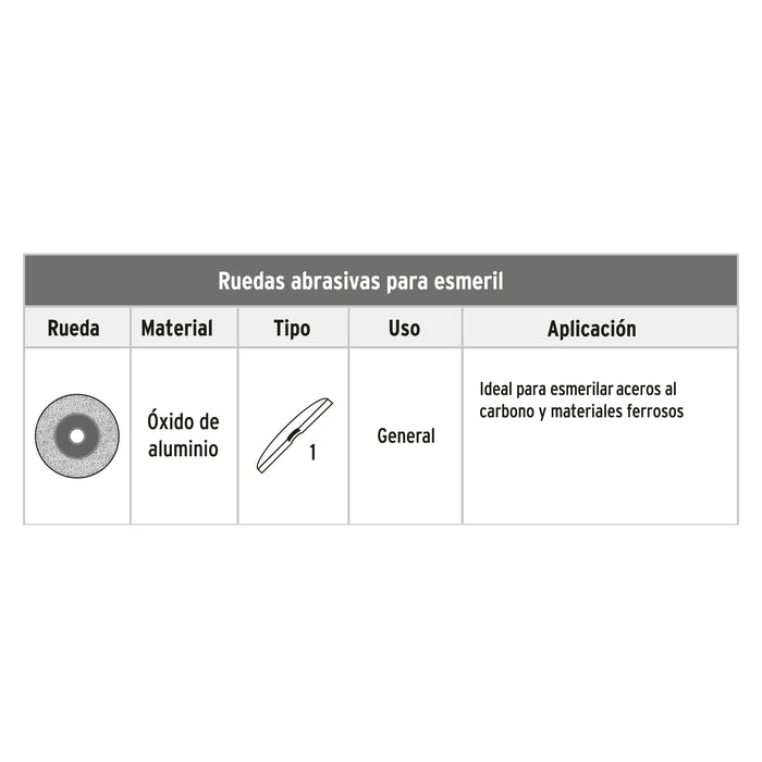 Rueda abrasiva p/esmeril 6X3/4', óxido de aluminio, grano 36 16348 PIES-63436