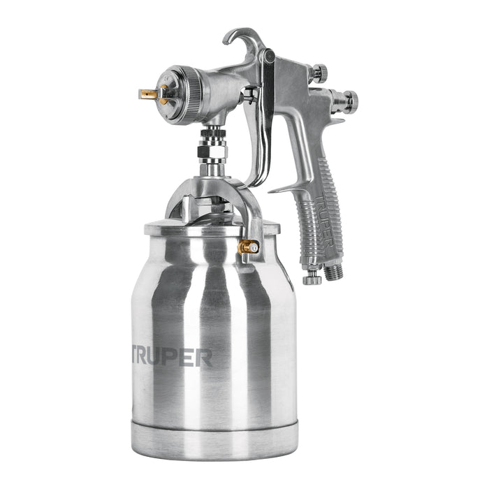 Pistola p/pintar succión HVLP vaso aluminio, 1.4 mm, Truper 14084 PIPI-330