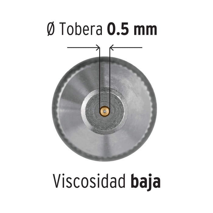 Pistola compacta p/retoque LVMP vaso alum, 0.5 mm, Truper 11098 PIPI-400