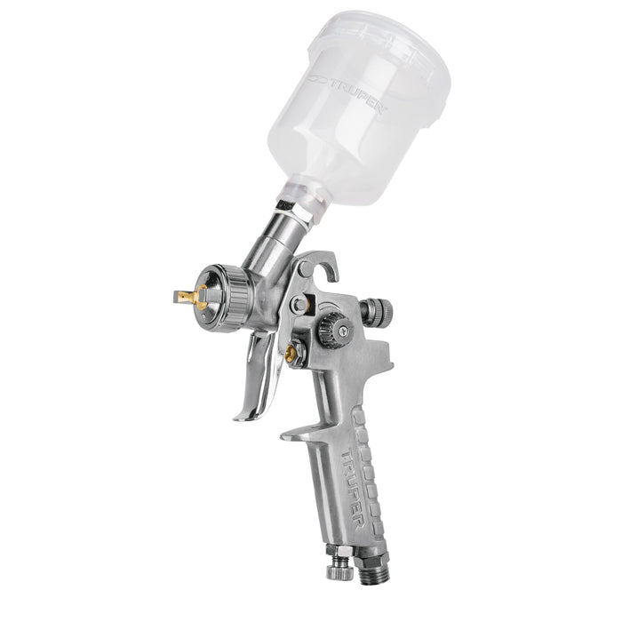 Pistola p/retoque gravedad HVLP vaso plástico, 1 mm, Truper 11097 PIPI-410