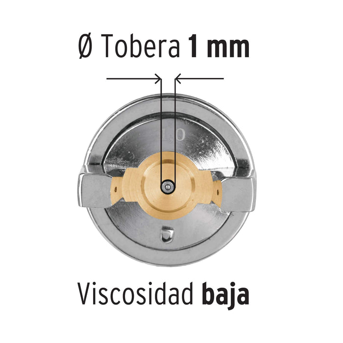 Pistola p/retoque gravedad HVLP vaso plástico, 1 mm, Truper 11097 PIPI-410