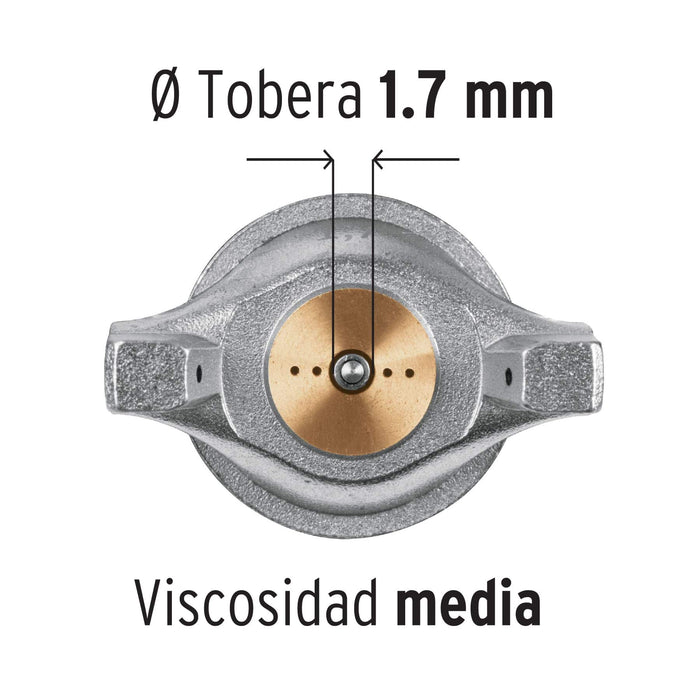 Pistola p/pintar gravedad LVMP vaso aluminio, 1.7 mm, Truper 13061 PIPI-421
