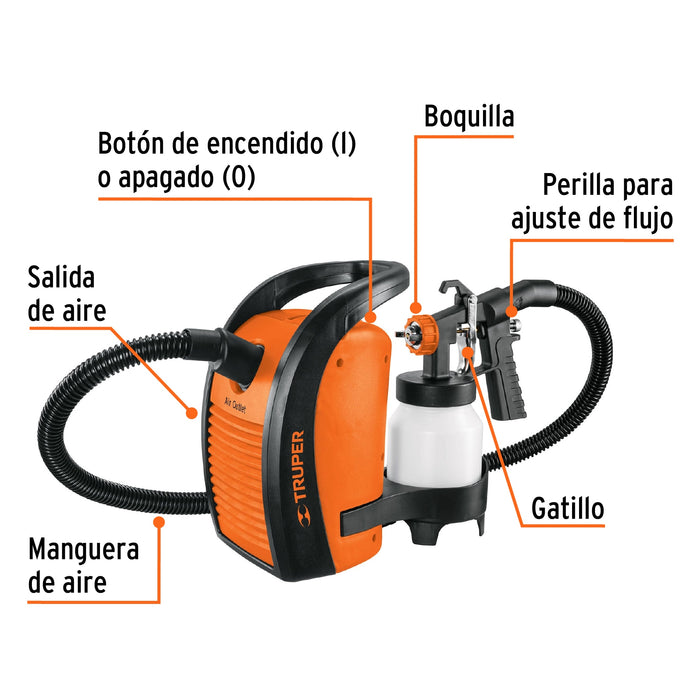 Pistola para pintar eléctrica de 600 W, Truper 15383 PIPI-44E