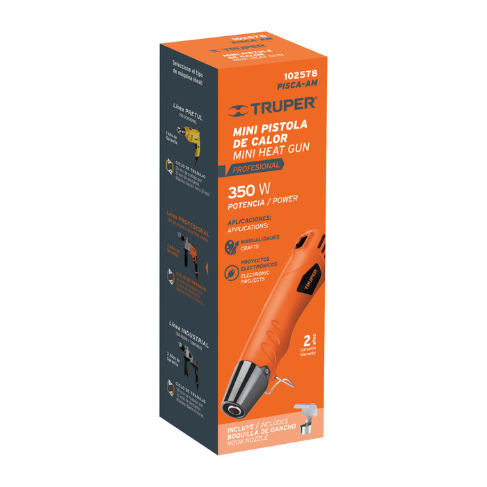 Mini pistola de calor 350 W, profesional, Truper 102578 PISCA-AM